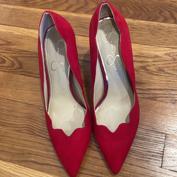 Jessica Simpson red suede heels. Size 9. - Picture 3 of 4